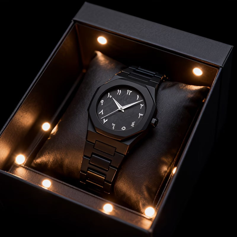 Set of 2 Arabic Aura Watch for Men & Women – Black & White