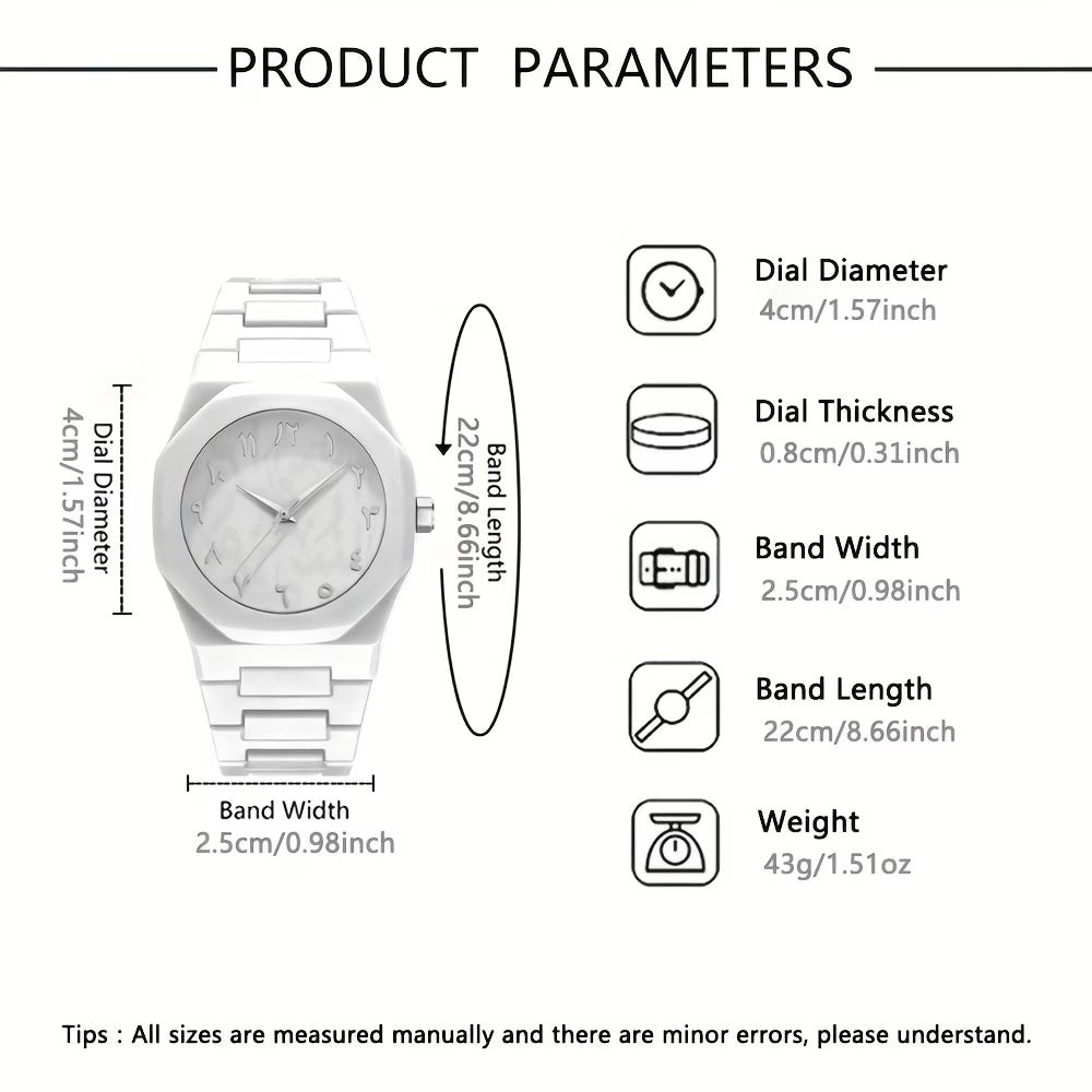 Set of 2 Arabic Aura Watch for Men & Women – Black & White